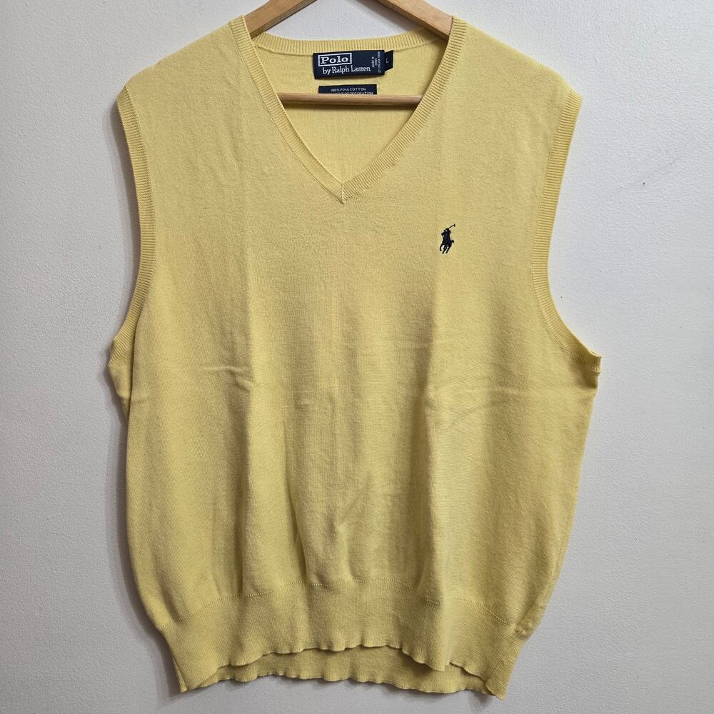Polo Ralph Lauren Men Vintage 90s Y2K Preppy Classic Pima Cotton Sweater Vest L